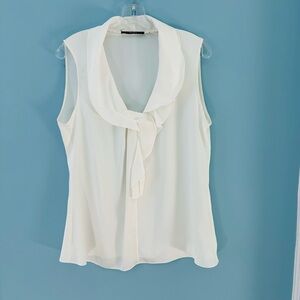 Tahari Cream Sleeveless Blouse